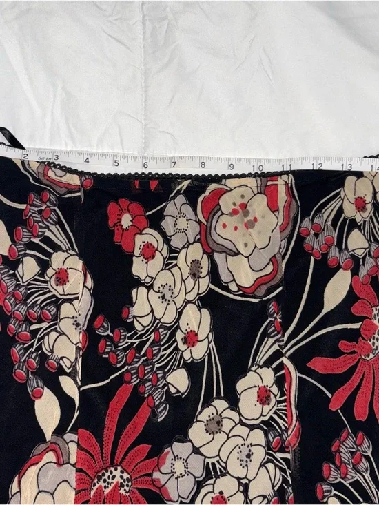 Vintage Lola P. Petite Floral Midi Skirt 90s Boho Whimsigoth Red Black - Picture 4 of 4